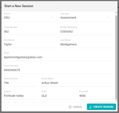 New VA - Start a new session